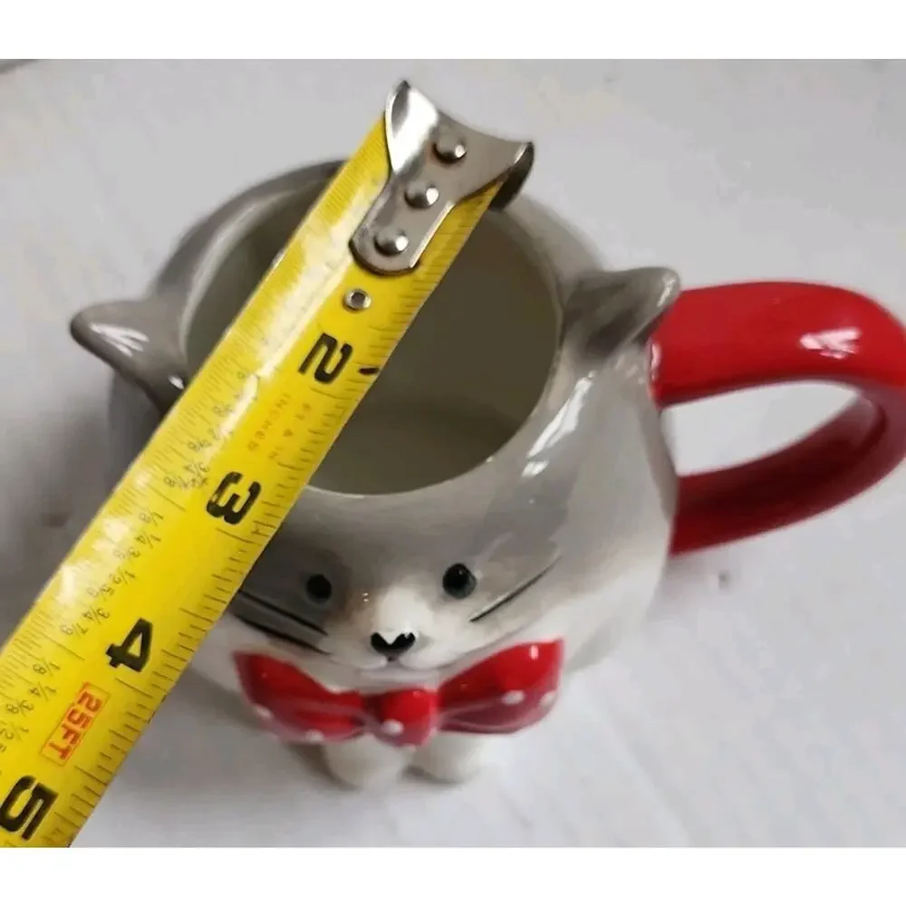 2023 Target Wondershop Cat with Polka Dot Bow Tie Coffee Tea Earthenware Mug